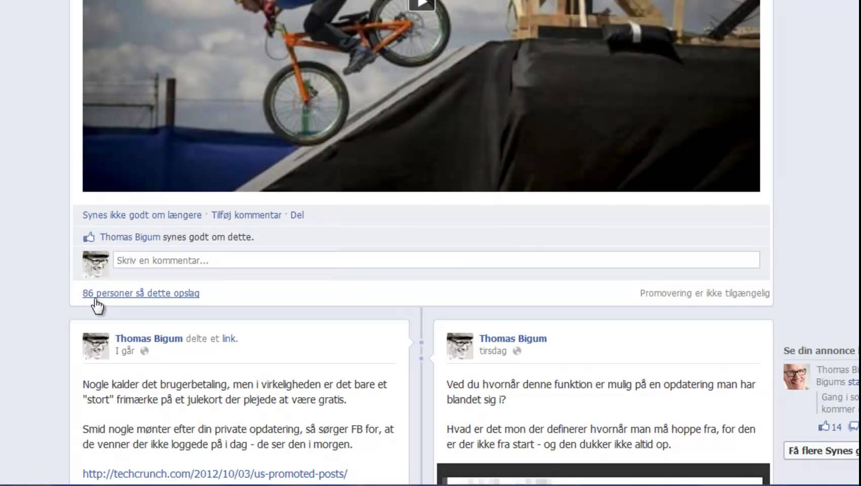 Billede tilhørende: Thomas Bigum: Sådan fremhæver du ros på Facebook-siden